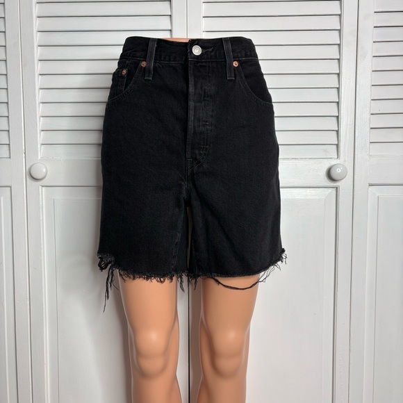 Levi's Pants - LEVI’S 501 Black Denim Cutoff Raw Hem High Waist Shorts Size 30